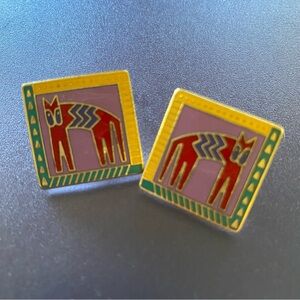 Laurel Burch Hieroglyphic Cat Earrings